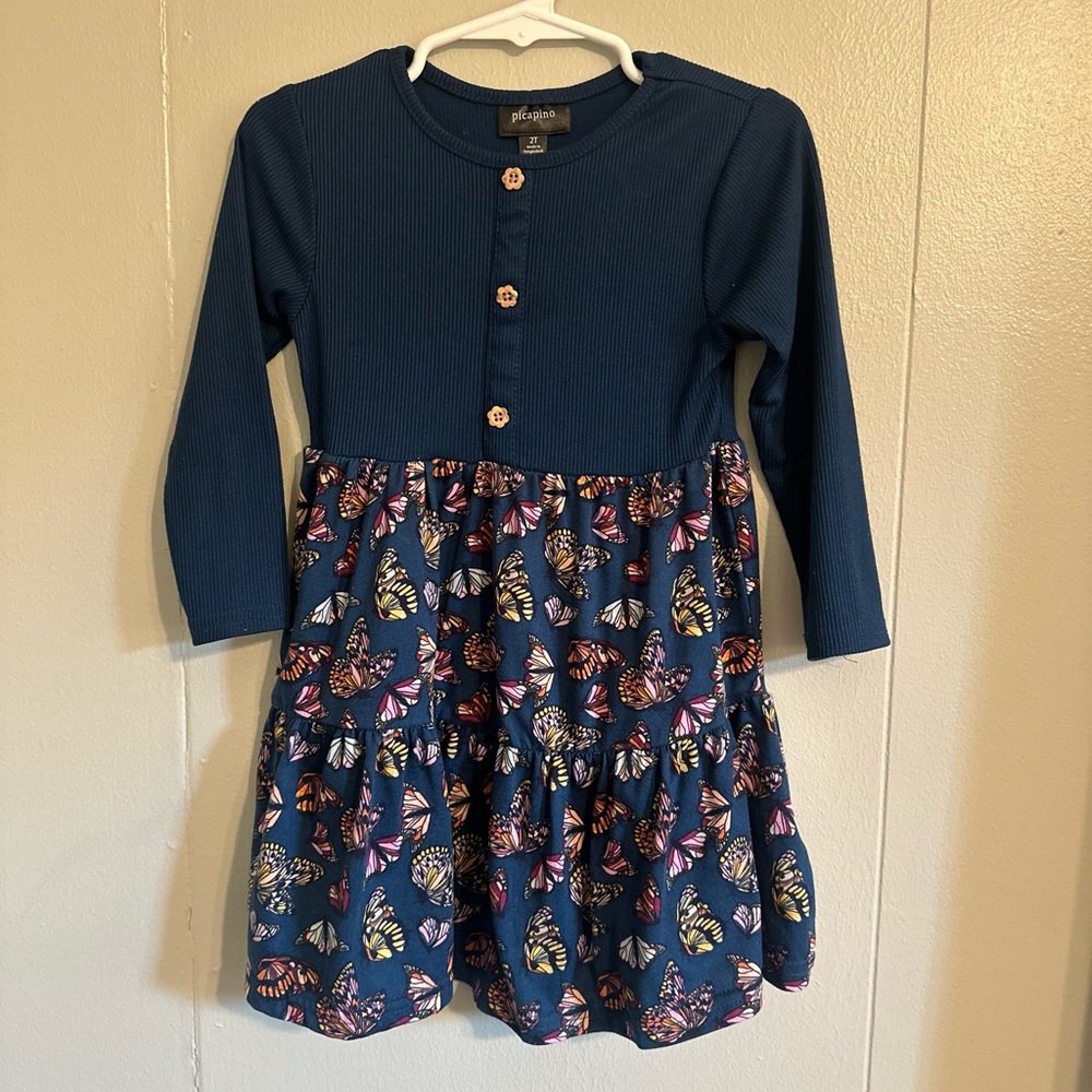 Charming Navy Butterfly Dress for Kids